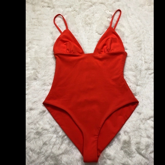 NEW $230‎ Mara Hoffman Virginia Plunge Orange One Piece Swimsuit [ SZ XS ] #1723 - Picture 3 of 9
